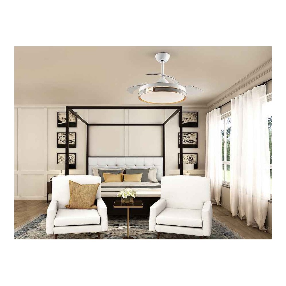 Fan DC HERON white106 cm led integrated timer remote control Schuller