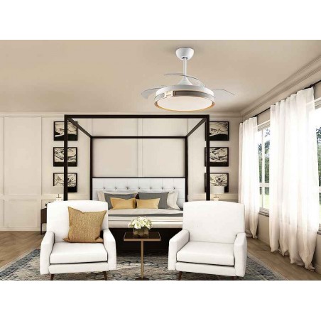 Fan DC HERON white106 cm led integrated timer remote control Schuller