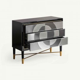 Lorenzo - Cómoda negra de espejo reforzado / My-Furniture