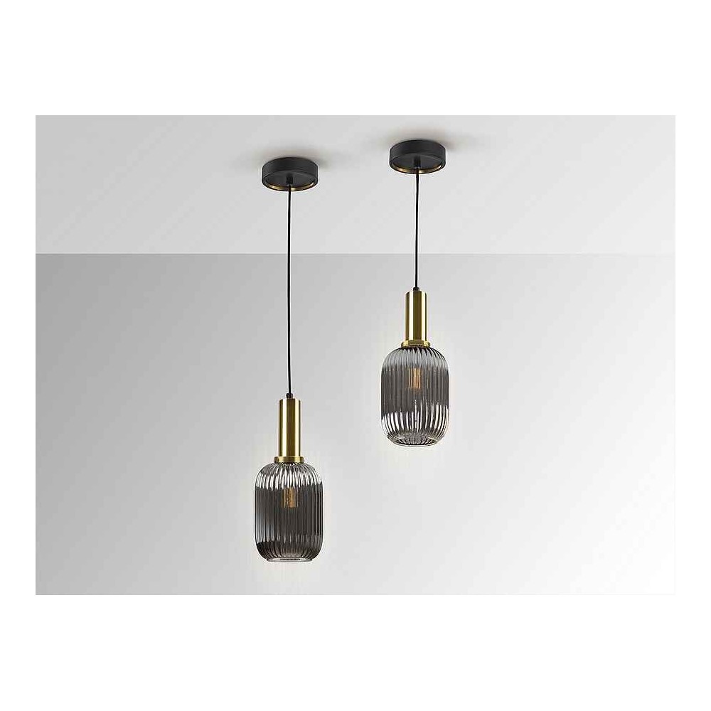 Colgante negro modelo NORMA con tulipa gris SCHULLER