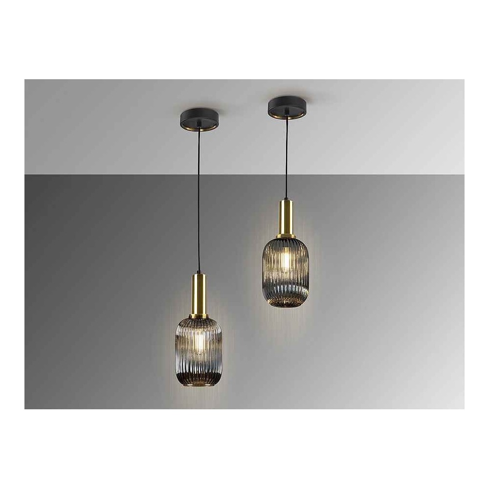Colgante negro modelo NORMA con tulipa gris SCHULLER