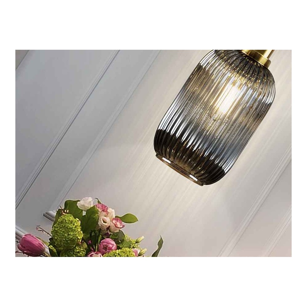 Colgante negro modelo NORMA con tulipa gris SCHULLER