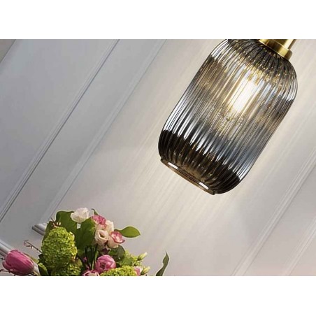 Colgante negro modelo NORMA con tulipa gris SCHULLER