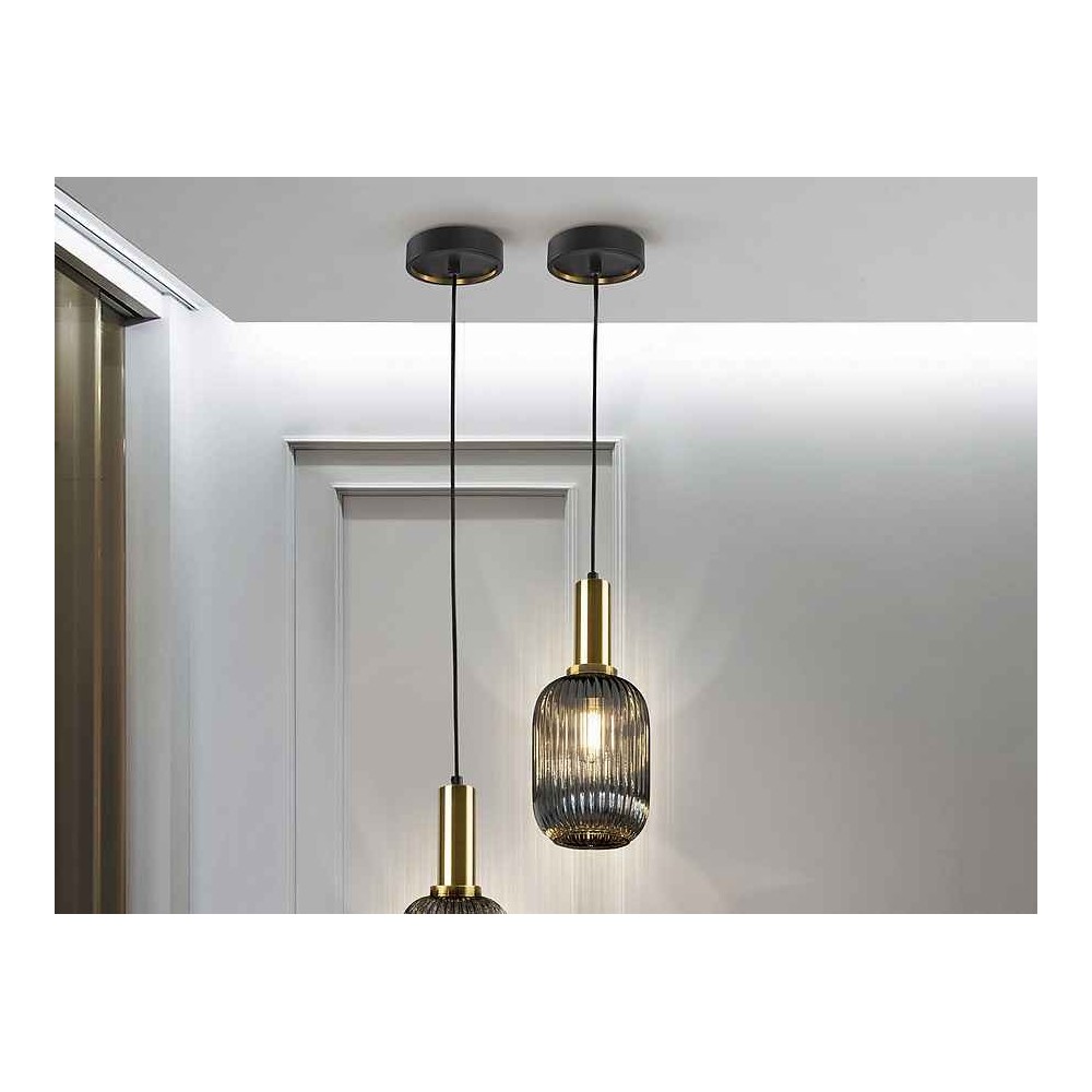 Colgante negro modelo NORMA con tulipa gris SCHULLER