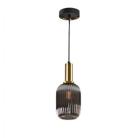 Colgante negro modelo NORMA con tulipa gris SCHULLER