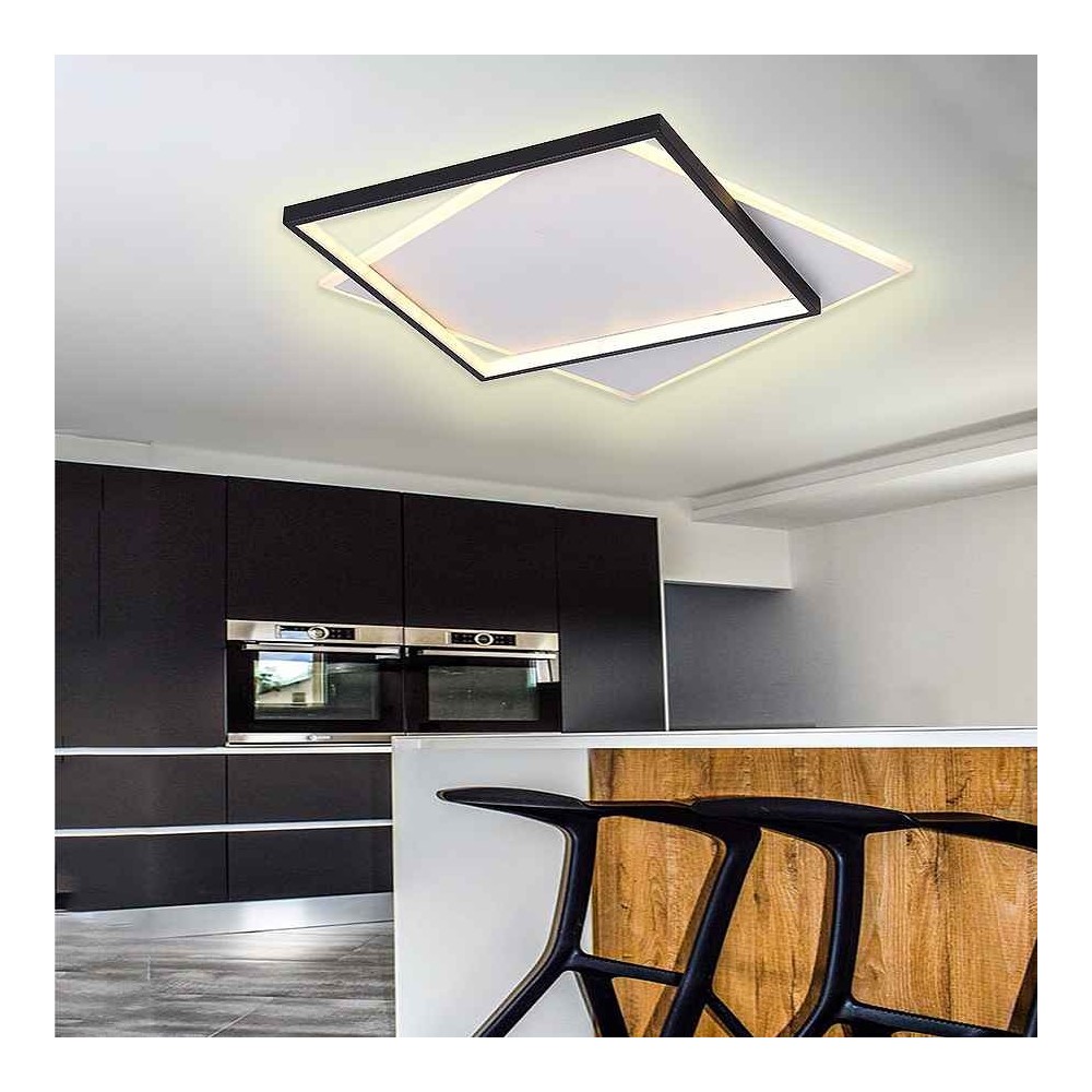 Square black Plafon STAR led dimable with connectivity Mobile App