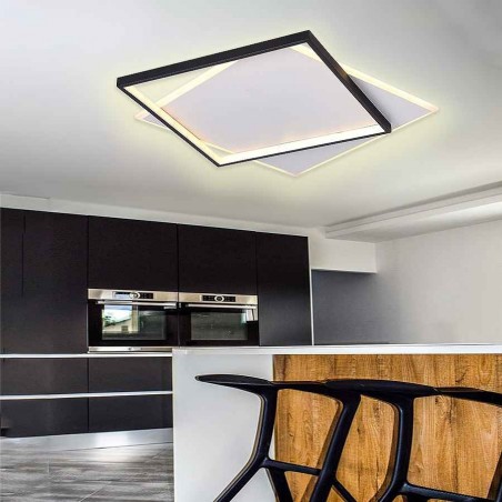 Square black Plafon STAR led dimable with connectivity Mobile App