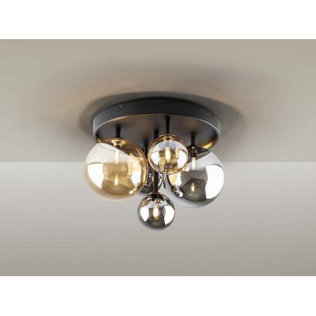 lampara PLAFON modelo DARK de 5Luces NEGRO-LATON SCHULLER