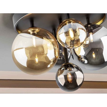 lampara PLAFON modelo DARK de 5Luces NEGRO-LATON SCHULLER