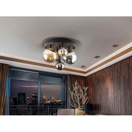 lampara PLAFON modelo DARK de 5Luces NEGRO-LATON SCHULLER
