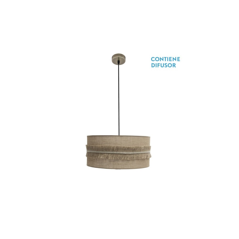 Kala Pendentif 2xe27 Leather/Saco Regx50x50 Cm Con Flecos