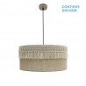 Ekaterina pendente 3xe27 Pelle/Sacco Regx60x60 cm con passamaneria