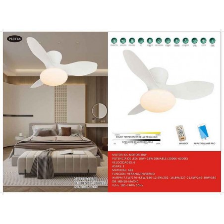 DC TULIP fan led remote control dimable connectivity AkunaDecor