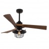 Ventilateur dc vulturno noir 1xe27 3 lames chêne 6 vitesses w/télécommande et minuterie 53/65,5x132x132 cm