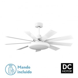 Ventilateur Dc Pirée 36w Blanc 9 lames Blanc / hêtre 6 Vel 3Couleurs 3800lm 132d c / télécommande, mémoire et minuterie