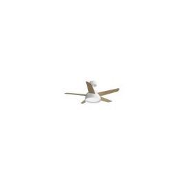 Ventilateur 25 W CC Blanc Lebeche 5 pales Rev.Blanc/hêtre 6 vitesses 3 000-4 000-6 000 K 132 d Télécommande, mémoire et minuteri