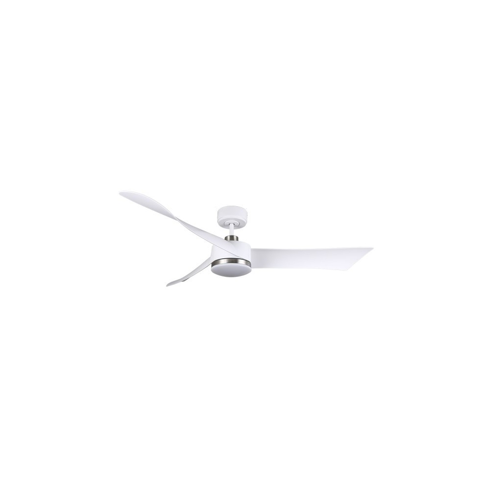 Ventilateur Dc Tempel 26w Blanc/nickel 3 pales 132d 6vel. 3 couleurs 2950lm avec télécommande et minuterie