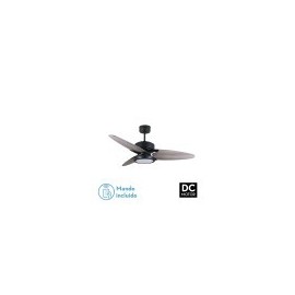 Ventilateur Dc Cross 30w Noir 3 Lames Gris / chêne 6vel. 3 couleurs 3250lm 132d télécommande, mémoire et minuterie