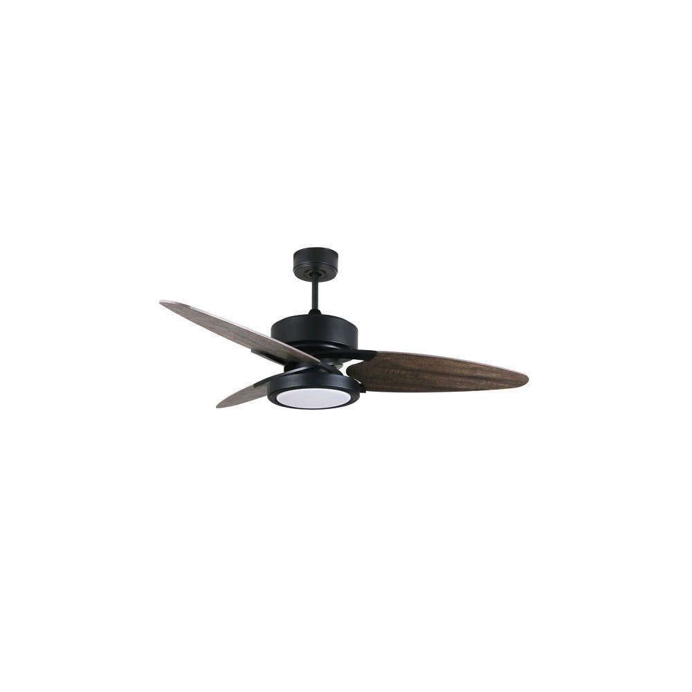 Ventilateur Dc Cross 30w Noir 3 Lames Gris / chêne 6vel. 3 couleurs 3250lm 132d télécommande, mémoire et minuterie