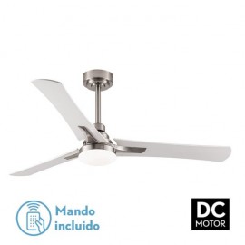 Ventilateur 22w Dc Coro Niquel 3asp White/haya 6 Velocités colorées 2180lm 132d C/remoto, Mémoire et Timer