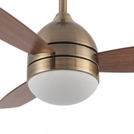 Ventilateur Maestral en cuir 30 W CC, 3 pales chêne/noyer, 6 vitesses, 3 couleurs, 106,7 dB, avec télécommande, mémoire et minut