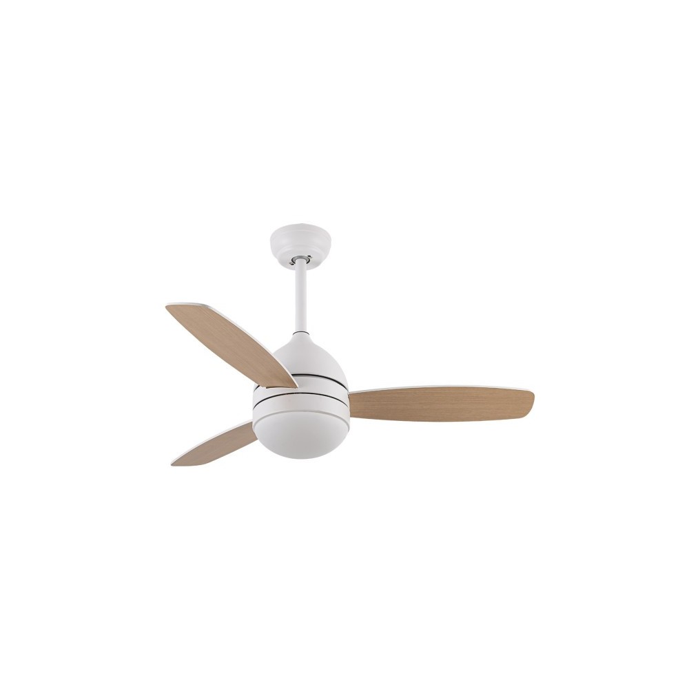 Ventilateur 30w Dc Maestral Blanc 3 Lames Blanc / Hêtre 6 Vel. 3couleurs 106.7d chacune, mémoire et minuterie 2850lm