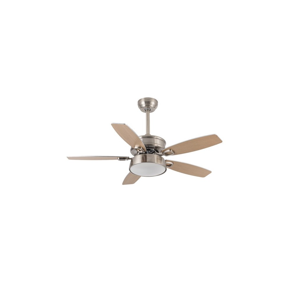 Ventilateur 30w Dc Braw Nickel 5 Blades Argent / hêtre 6 Vel. 3 couleurs 106.7d chacune, mémoire et minuterie 2850lm