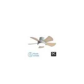 Ventilateur Gregario vert 25 W CC, 5 pales, blanc/hêtre, 6 vitesses, 3 000-4 000-6 000 K, télécommande 82D, mémoire et minuterie