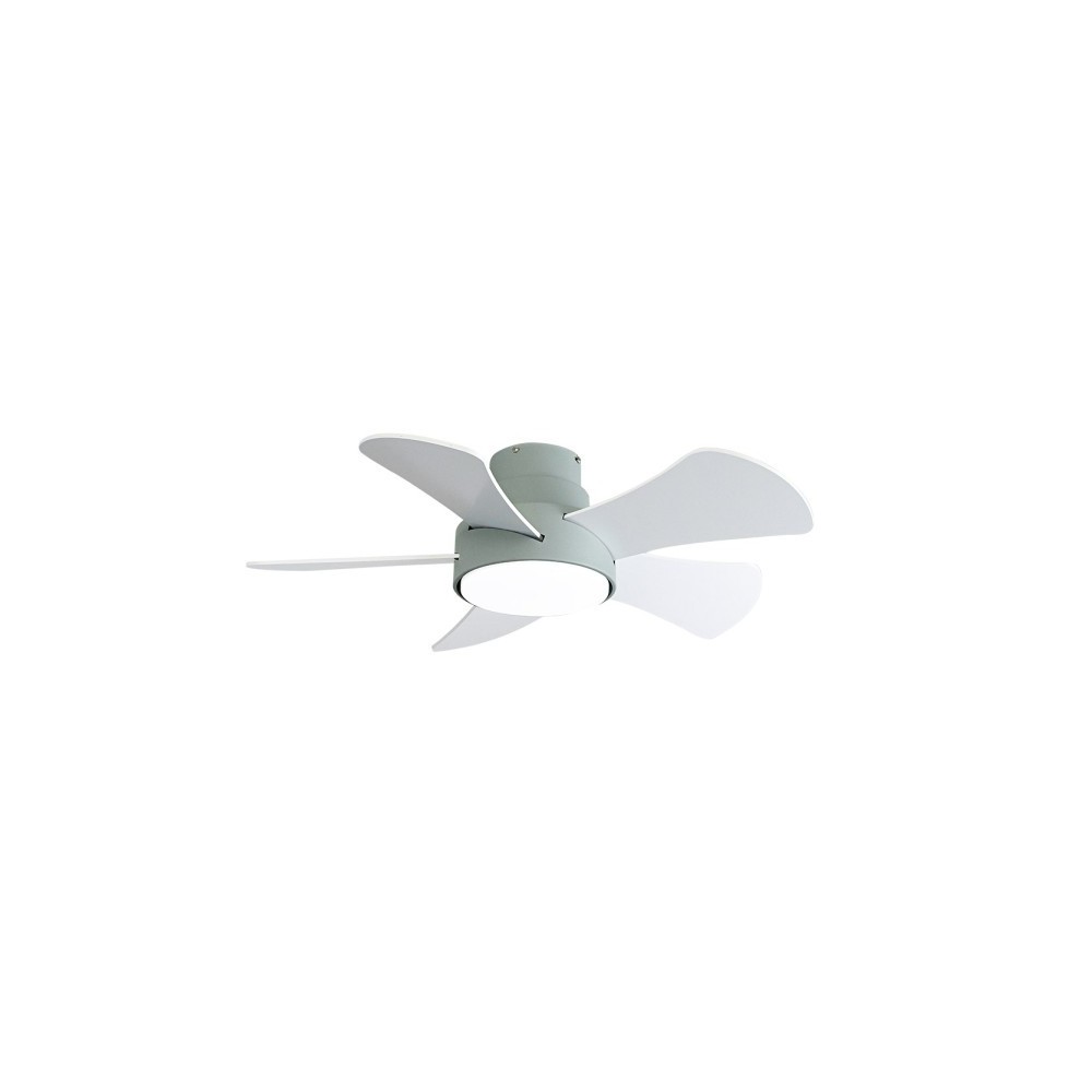 Ventilateur Gregario vert 25 W CC, 5 pales, blanc/hêtre, 6 vitesses, 3 000-4 000-6 000 K, télécommande 82D, mémoire et minuterie