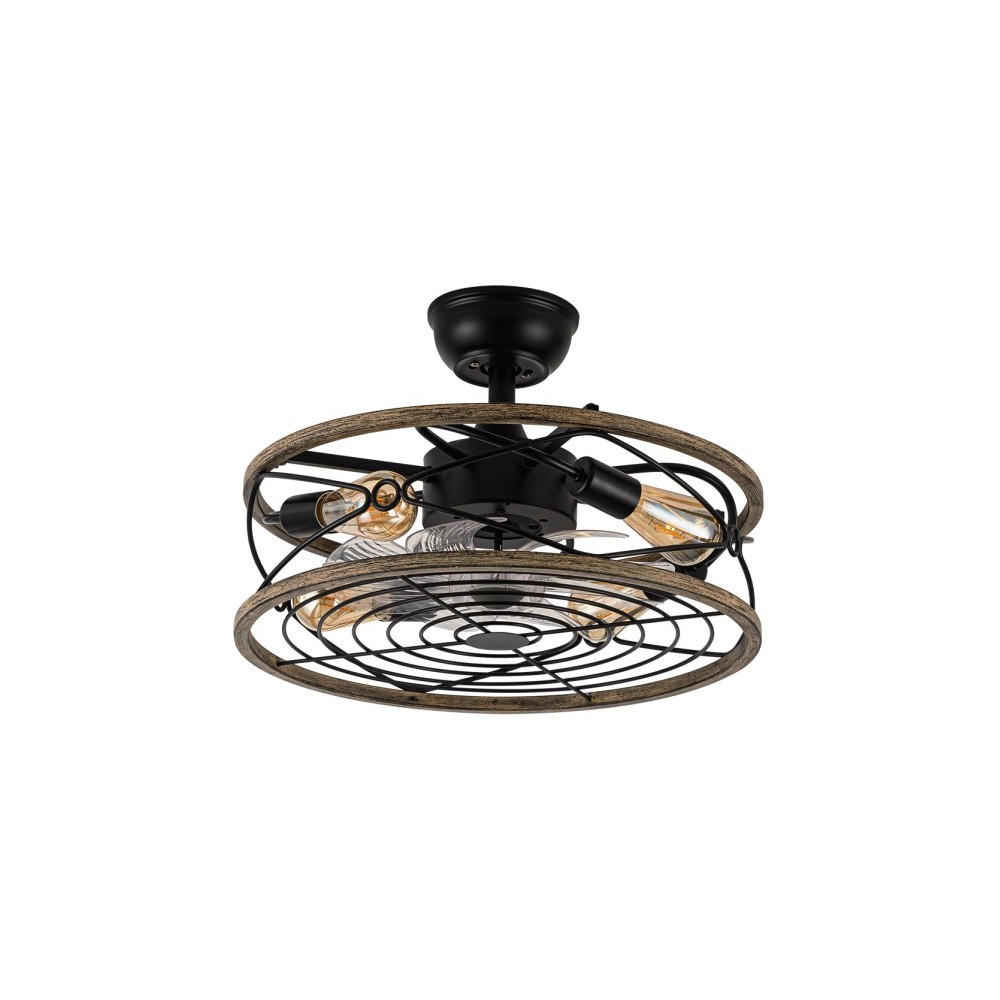 Ventilateur DC 4xe27 Arcadia Noir 8 Transparent Asps 31/40x50x50cm 6 vitesses C/Right and Timer