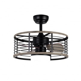 Ventilateur dc 24w pella noir/bois 3 pales 50d 2540lm 6 vitesses 3000-4000-6000k w / télécommande, mémoire et minuterie