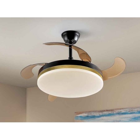 Ventilador DC VENTO negro led 50 cm temporizador apagado control remoto  Schuller