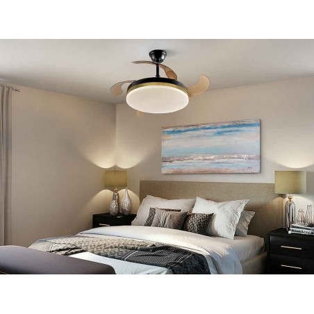 Black LED DC VENTO ventilateur 50 cm timer désactivé télécommande Schuller