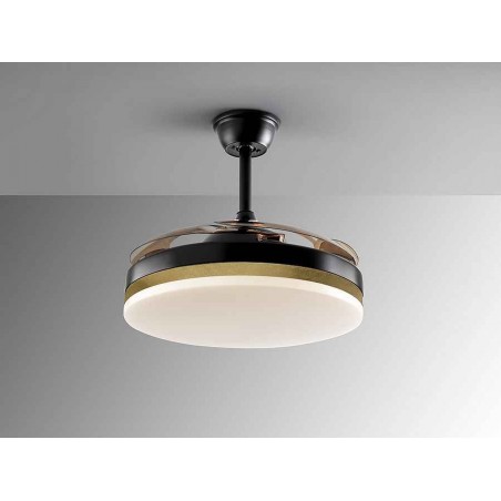 Ventilador DC VENTO negro led 50 cm temporizador apagado control remoto  Schuller
