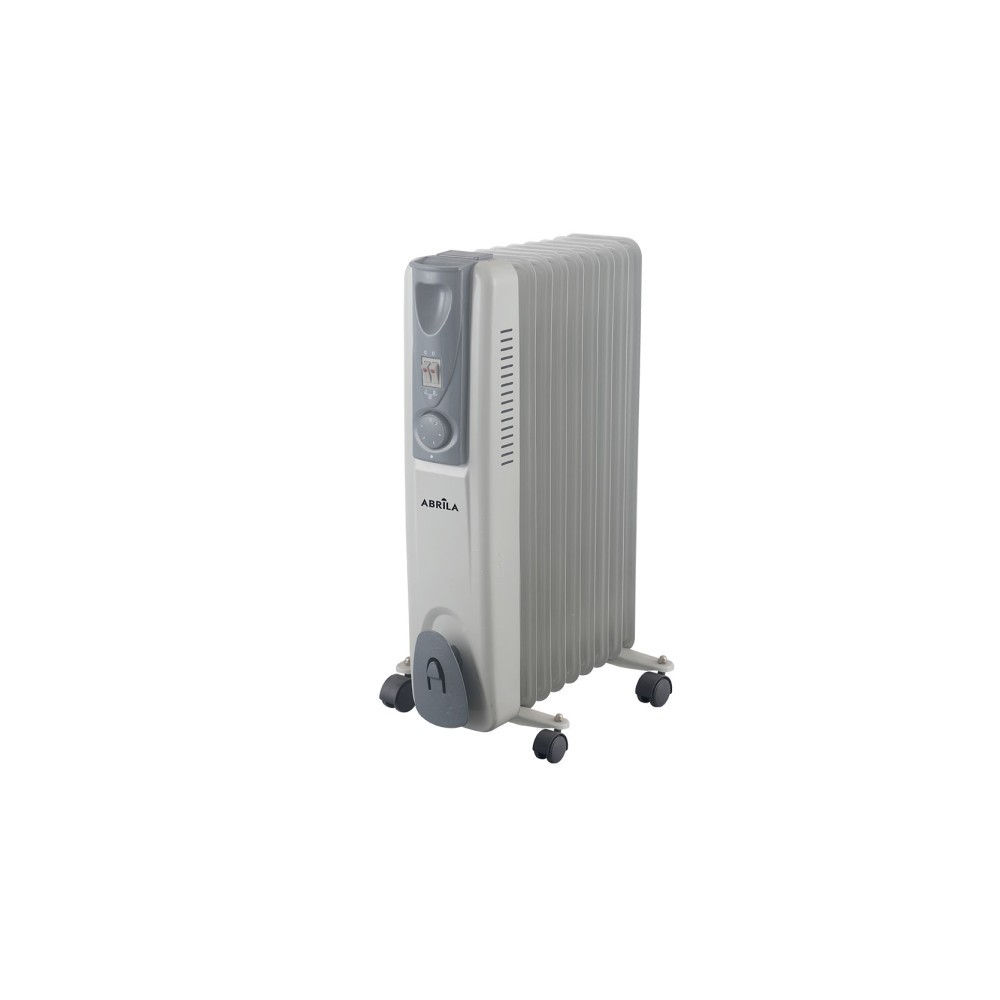 Radiateur d'huile confort 2000 W, 9 éléments, blanc/gris, 3 fonctions, roues, thermostat, témoin lumineux, 59 x 40 x 24 cm