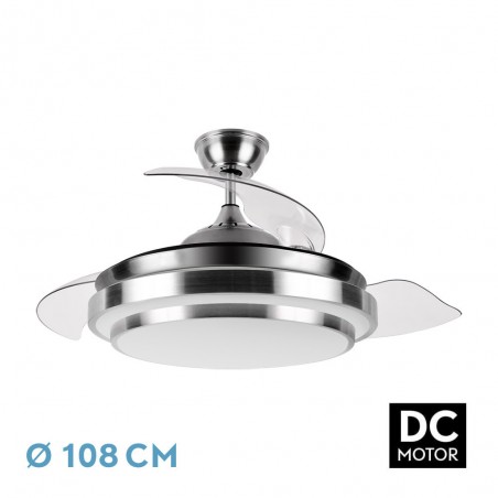 Ventilatore DC IBE nickel Led 3 temperature e telecomando Fabrilamp