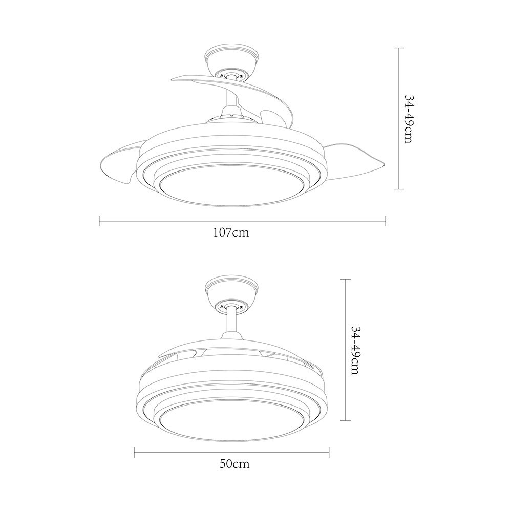 Ventilatore DC IBE nickel Led 3 temperature e telecomando Fabrilamp