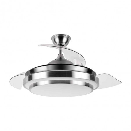 Ventilatore DC IBE nickel Led 3 temperature e telecomando Fabrilamp