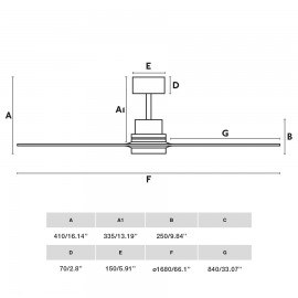 LANTAU XL LED Nickel Ventilateur/Cop DC