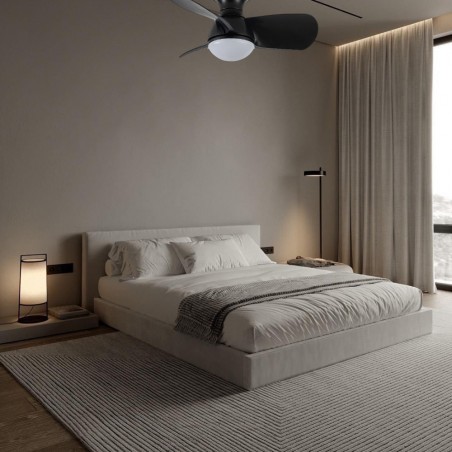 KUKI Ventilatore DC LED nero dimmerabile CCT dimmerabile e timer akunadecor