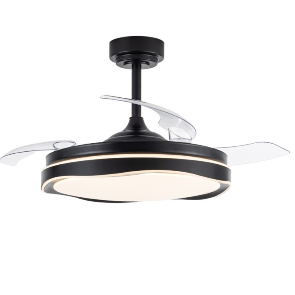 RIZOS nero CCT Ventilatore DC Regolabile e Dimmerabile con telecomando akunadecor