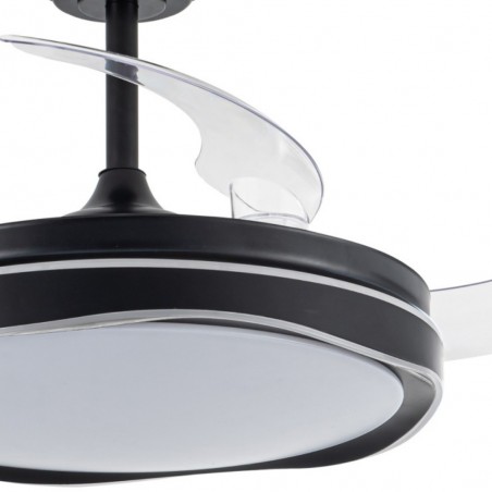RIZOS nero CCT Ventilatore DC Regolabile e Dimmerabile con telecomando akunadecor