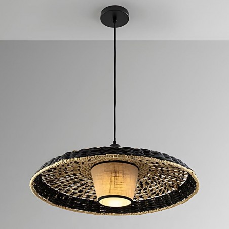 FIJI black pendant beige E27 schuller