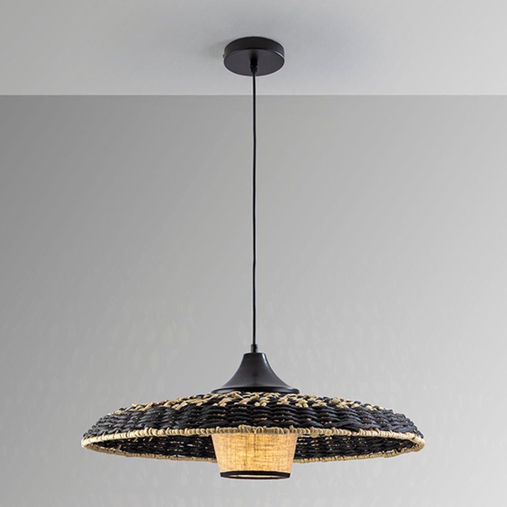 FIJI black pendant beige E27 schuller