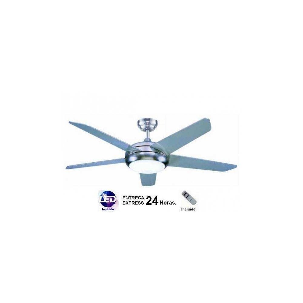Nickel fan lamp 132cm. It includes MANDO A DISTANCIA and LED.