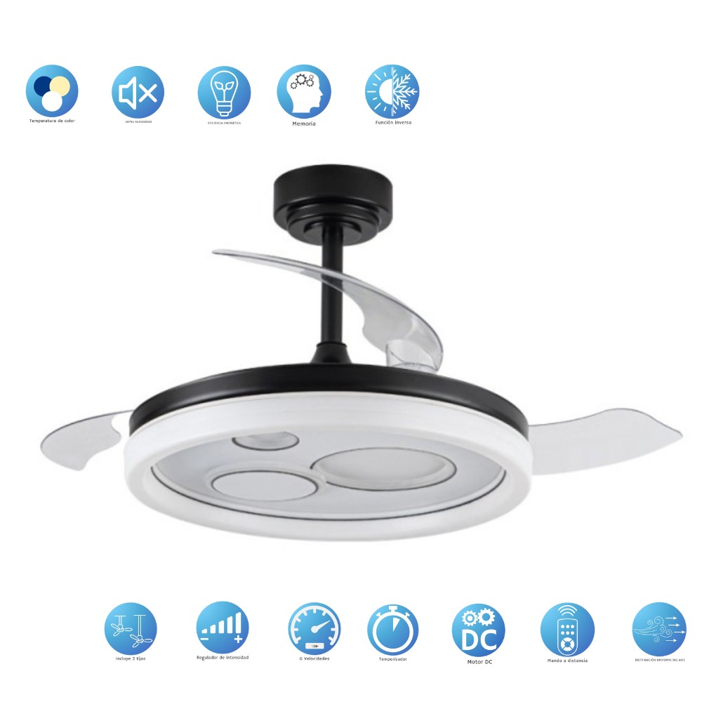 DC CABILDO Black Led Integrated 78W Reverse function AkunaDecor