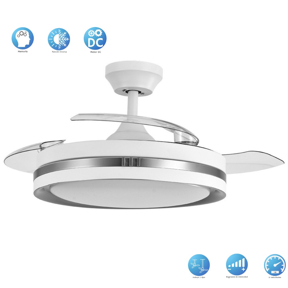 DC MIOK S white silver ceiling fan led 3 temperatures, adjustable, timer AkunaDecor
