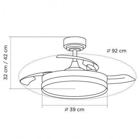 DC MIOK S white silver ceiling fan led 3 temperatures, adjustable, timer AkunaDecor