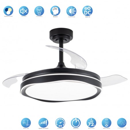 DC RIZOS noir CCT Remplaceable et Dimable avec télécommande AkunaDecor