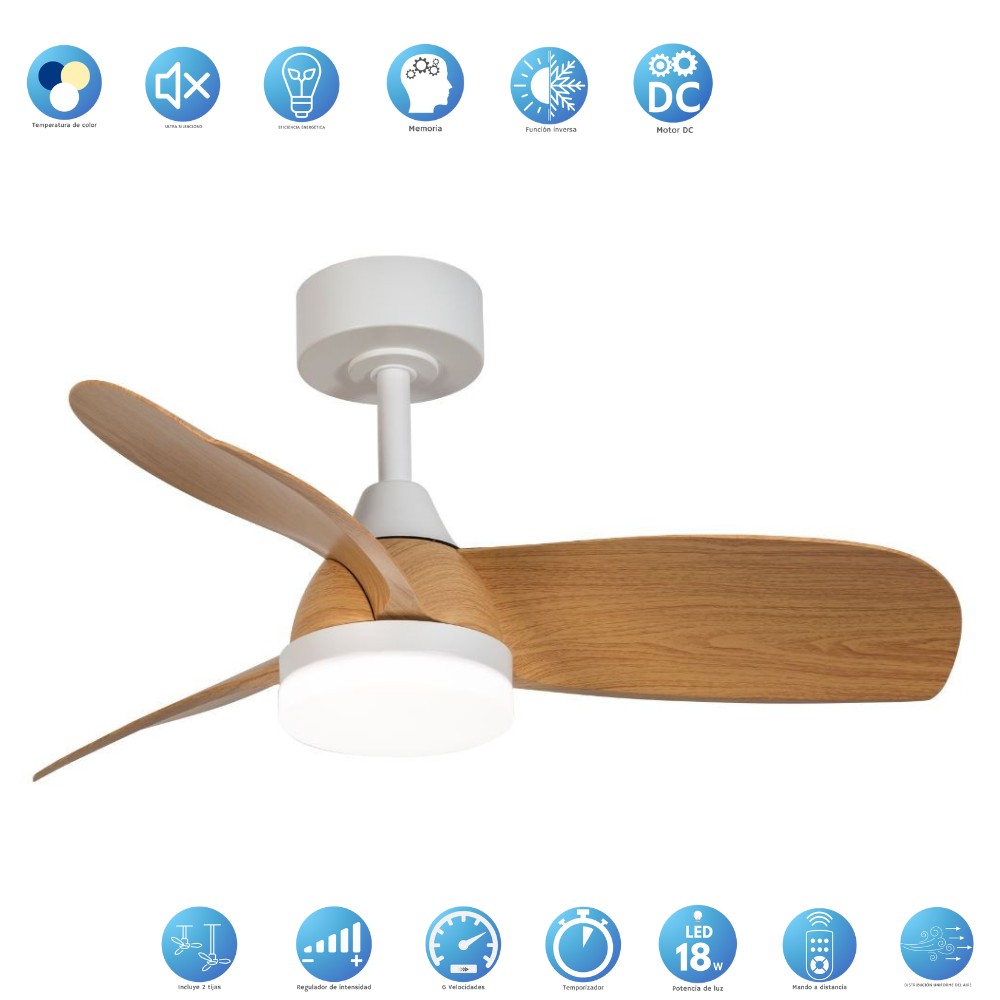 DC MOLINE L blanc/haya led Dimable 3 températures télécommande AkunaDecor